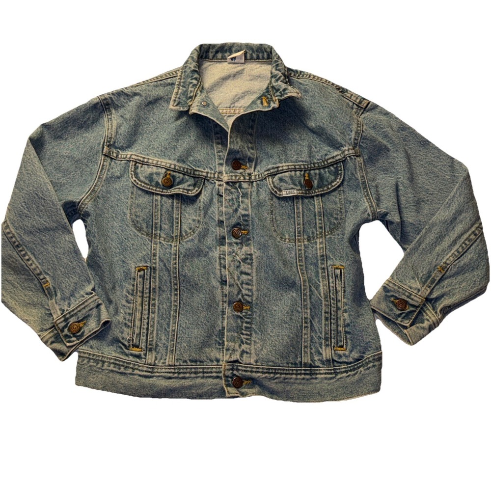 Vintage 1990's Lee Jeans Button Denim Jacket / made in USA / size XL